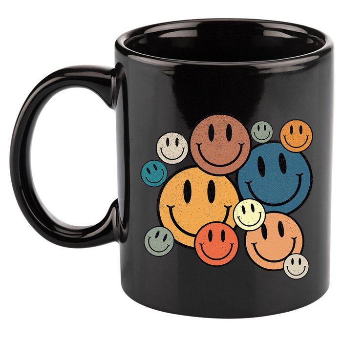 70s Retro Smile Face Cute Happy Peace Smiling Face 11oz C Handle Ceramic Mug