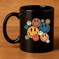 70s Retro Smile Face Cute Happy Peace Smiling Face 11oz C Handle Ceramic Mug