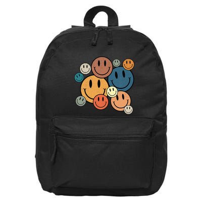70s Retro Smile Face Cute Happy Peace Smiling Face 16 in Basic Backpack