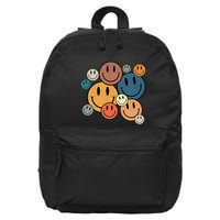 70s Retro Smile Face Cute Happy Peace Smiling Face 16 in Basic Backpack