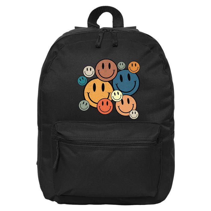 70s Retro Smile Face Cute Happy Peace Smiling Face 16 in Basic Backpack