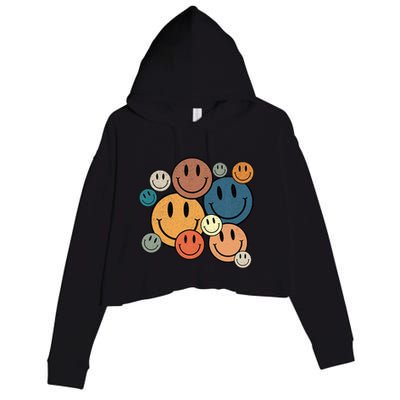 70s Retro Smile Face Cute Happy Peace Smiling Face Crop Fleece Hoodie