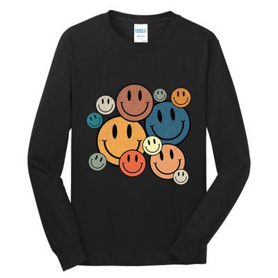 70s Retro Smile Face Cute Happy Peace Smiling Face Tall Long Sleeve T-Shirt