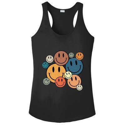70s Retro Smile Face Cute Happy Peace Smiling Face Ladies PosiCharge Competitor Racerback Tank