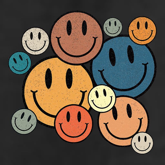 70s Retro Smile Face Cute Happy Peace Smiling Face Large Microfiber Waffle Golf Towel
