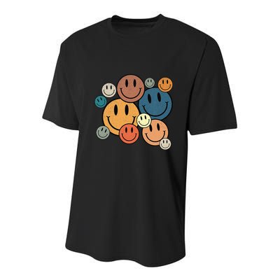 70s Retro Smile Face Cute Happy Peace Smiling Face Youth Performance Sprint T-Shirt