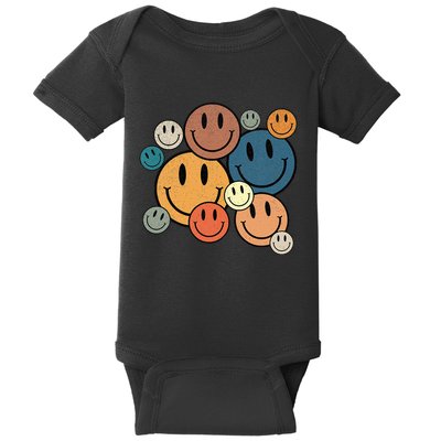 70s Retro Smile Face Cute Happy Peace Smiling Face Baby Bodysuit
