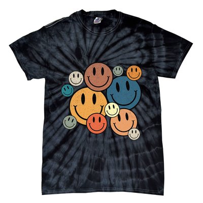 70s Retro Smile Face Cute Happy Peace Smiling Face Tie-Dye T-Shirt