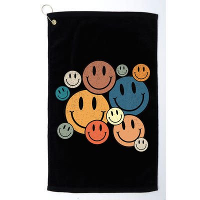 70s Retro Smile Face Cute Happy Peace Smiling Face Golf Towel