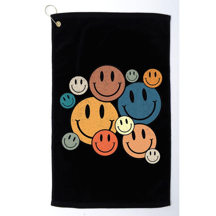 70s Retro Smile Face Cute Happy Peace Smiling Face Golf Towel