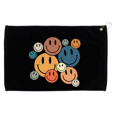 70s Retro Smile Face Cute Happy Peace Smiling Face Grommeted Golf Towel