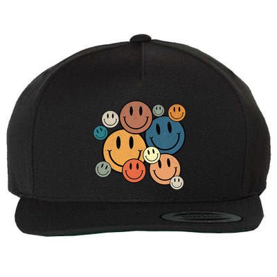 70s Retro Smile Face Cute Happy Peace Smiling Face Wool Snapback Cap