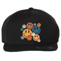 70s Retro Smile Face Cute Happy Peace Smiling Face Wool Snapback Cap