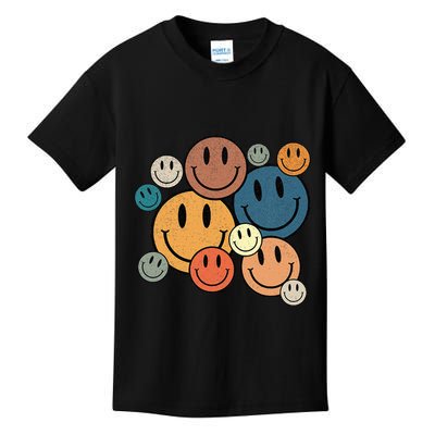 70s Retro Smile Face Cute Happy Peace Smiling Face Kids T-Shirt