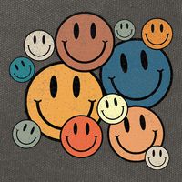 70s Retro Smile Face Cute Happy Peace Smiling Face Cotton Canvas Backpack