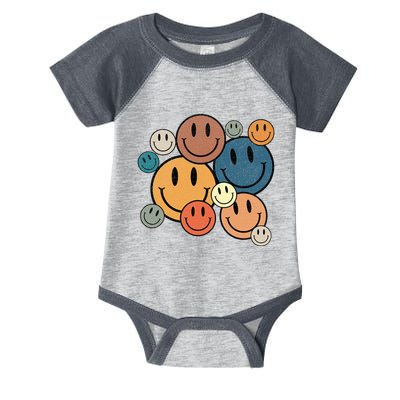 70s Retro Smile Face Cute Happy Peace Smiling Face Infant Baby Jersey Bodysuit