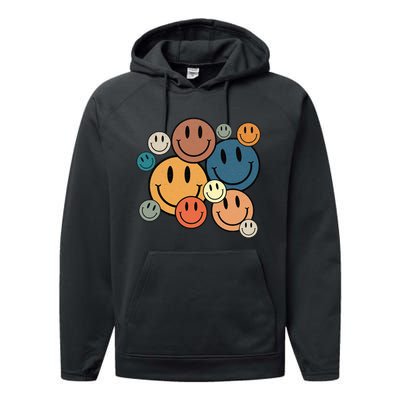 70s Retro Smile Face Cute Happy Peace Smiling Face Performance Fleece Hoodie