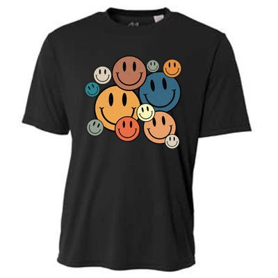 70s Retro Smile Face Cute Happy Peace Smiling Face Cooling Performance Crew T-Shirt