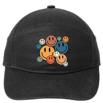 70s Retro Smile Face Cute Happy Peace Smiling Face 7-Panel Snapback Hat