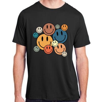 70s Retro Smile Face Cute Happy Peace Smiling Face Adult ChromaSoft Performance T-Shirt