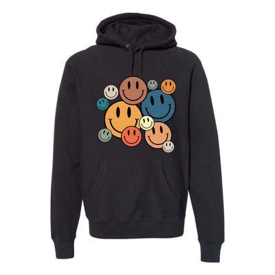 70s Retro Smile Face Cute Happy Peace Smiling Face Premium Hoodie