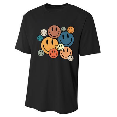 70s Retro Smile Face Cute Happy Peace Smiling Face Performance Sprint T-Shirt