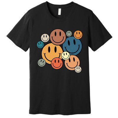 70s Retro Smile Face Cute Happy Peace Smiling Face Premium T-Shirt