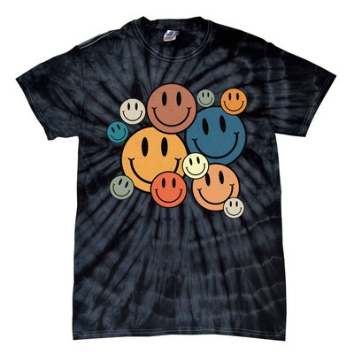 70s Retro Smile Face Cute Happy Peace Smiling Face Tie-Dye T-Shirt