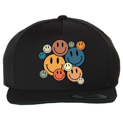 70s Retro Smile Face Cute Happy Peace Smiling Face Wool Snapback Cap