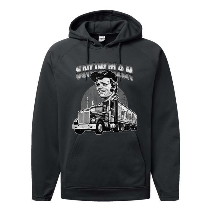 70s Retro Snowman Truck 1970s vintage retro grey Performance Fleece Hoodie