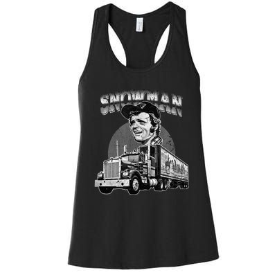 70s Retro Snowman Truck 1970s vintage retro grey Women's Racerback Tank