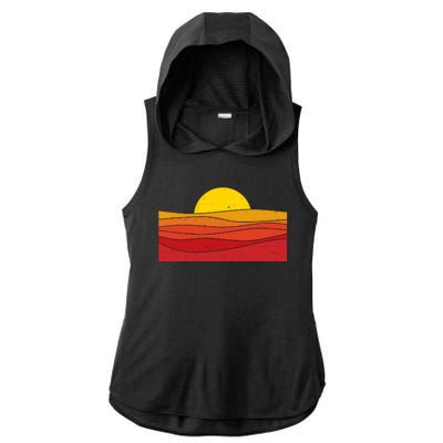 70s Retro Vintage Sunset Ladies PosiCharge Tri-Blend Wicking Draft Hoodie Tank