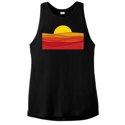 70s Retro Vintage Sunset Ladies PosiCharge Tri-Blend Wicking Tank