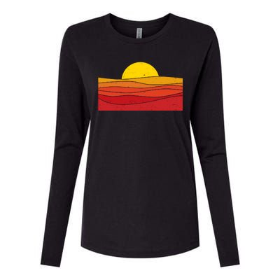 70s Retro Vintage Sunset Womens Cotton Relaxed Long Sleeve T-Shirt