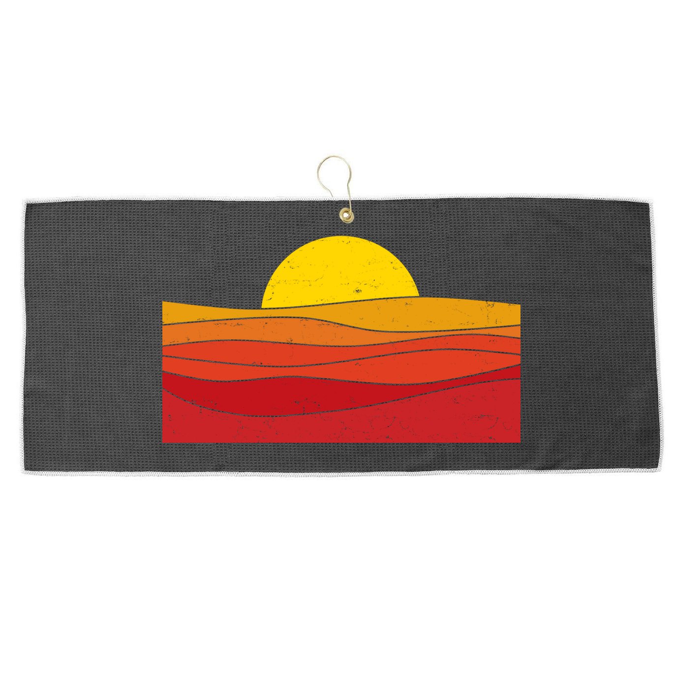 70s Retro Vintage Sunset Large Microfiber Waffle Golf Towel