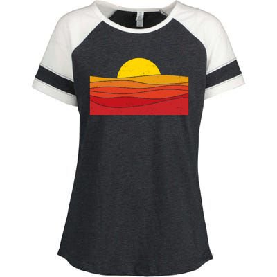 70s Retro Vintage Sunset Enza Ladies Jersey Colorblock Tee