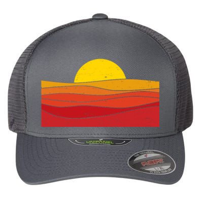 70s Retro Vintage Sunset Flexfit Unipanel Trucker Cap