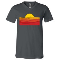 70s Retro Vintage Sunset V-Neck T-Shirt