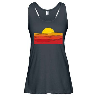 70s Retro Vintage Sunset Ladies Essential Flowy Tank