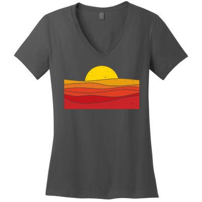 70s Retro Vintage Sunset Women's V-Neck T-Shirt