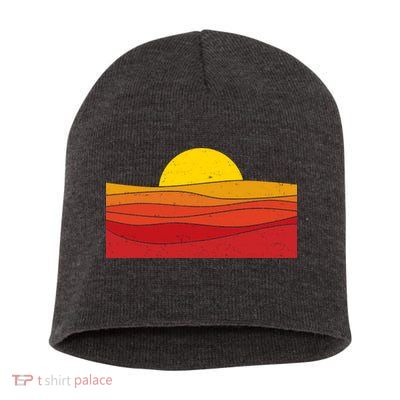 70s Retro Vintage Sunset Short Acrylic Beanie