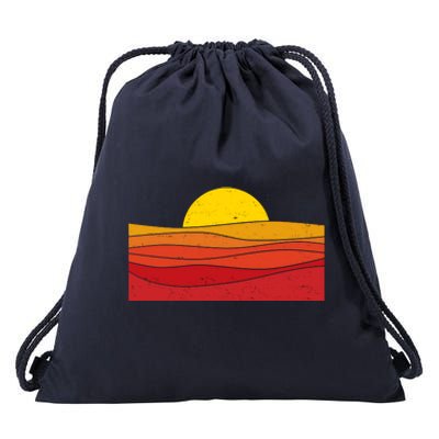 70s Retro Vintage Sunset Drawstring Bag