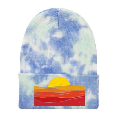 70s Retro Vintage Sunset Tie Dye 12in Knit Beanie