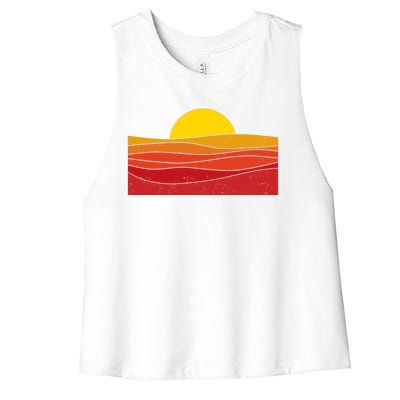 70s Retro Vintage Sunset Women's Racerback Cropped Tank