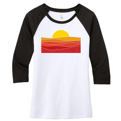 70s Retro Vintage Sunset Women's Tri-Blend 3/4-Sleeve Raglan Shirt