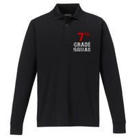 7th Seventh Grade Squad Back To School Teacher Gift Performance Long Sleeve Polo