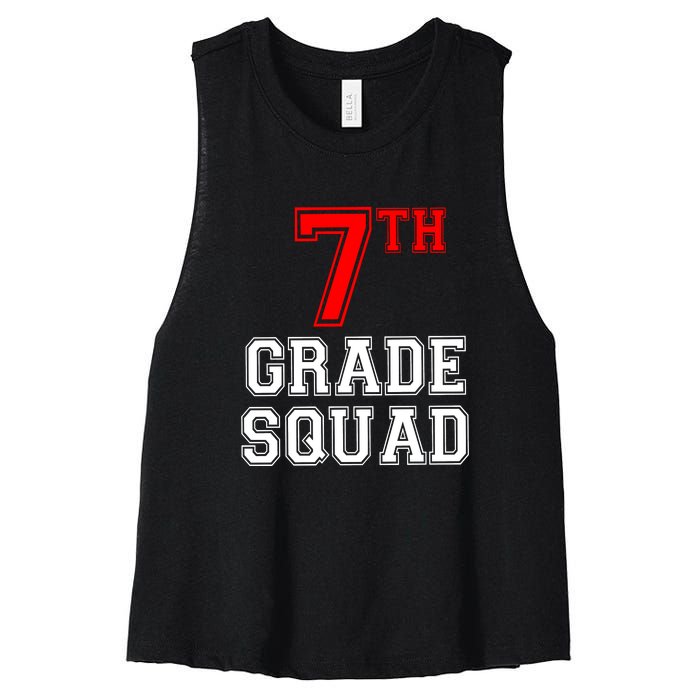 7th Seventh Grade Squad Back To School Teacher Gift Women's Racerback Cropped Tank