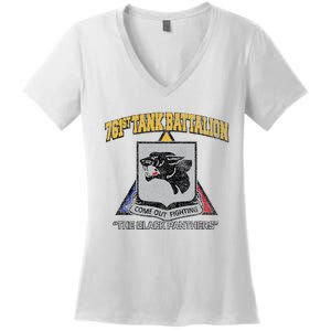 761st Tank Battalion Wwii Black P.A.N.T.H.E.R..S Women's V-Neck T-Shirt