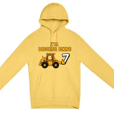 7th Birthday I'm Digging Being Seven Premium Pullover Hoodie