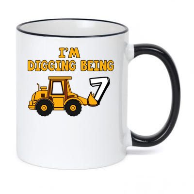 7th Birthday I'm Digging Being Seven 11oz Black Color Changing Mug